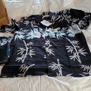 Sz M man hawaiian shirt and woman sarong